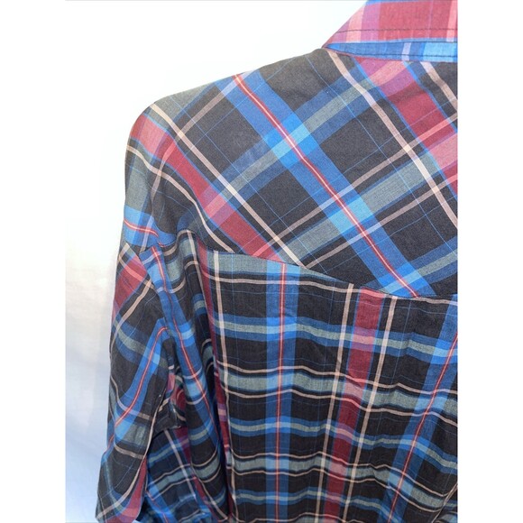Ely Cattleman Western Shirt Men’s Size XL Blue Red Plaid Pearl Snaps LS Rodeo - Picture 11 of 12